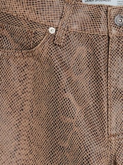 River Island Brown Petite Snake Print Relaxed Straight Leg 100% Cotton Jeans - Image 4 of 4