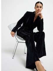 River Island Black Velvet Wide Leg Trousers - Image 2 of 5