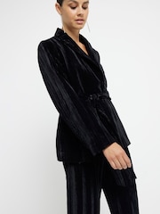 River Island Black Velvet Wide Leg Trousers - Image 4 of 5