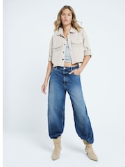 River Island Brown Roll Sleeve Embellished 100% Cotton Denim Shirt - Image 3 of 4