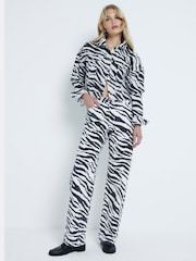 River Island Black Cropped Zebra Print 100% Cotton Denim Jacket - Image 1 of 4
