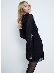 River Island Black Mini Godet Ruffle Dress - Image 2 of 6