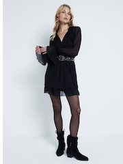 River Island Black Mini Godet Ruffle Dress - Image 3 of 6