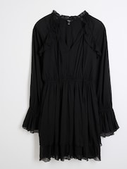 River Island Black Mini Godet Ruffle Dress - Image 5 of 6
