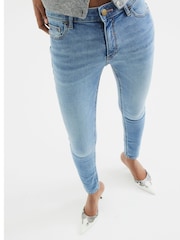 River Island Blue Mid Rise Skinny Jeans - Image 3 of 6