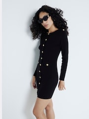 River Island Black Military Button Knit Dress - Image 4 of 5