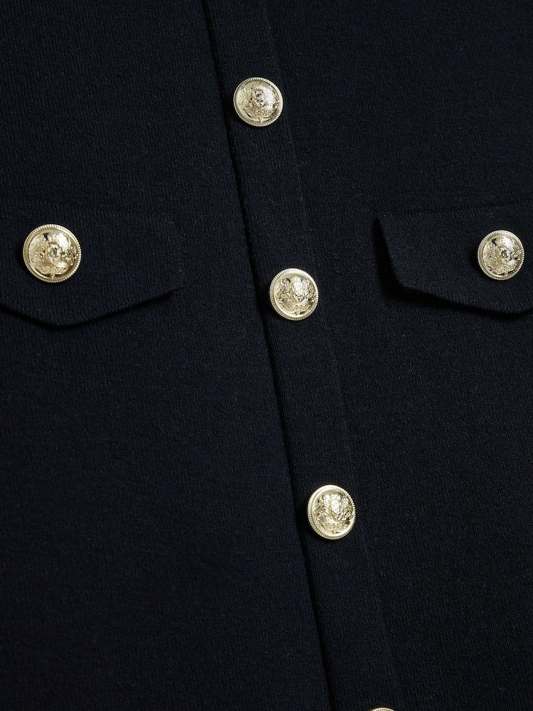 River Island Black Military Button Knit Dress - Image 5 of 5