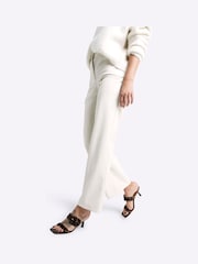 River Island Cream Faux Fur Leather Relaxed Straight Leg Trousers - Image 2 of 5