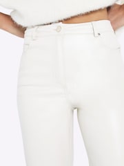 River Island Cream Faux Fur Leather Relaxed Straight Leg Trousers - Image 3 of 5