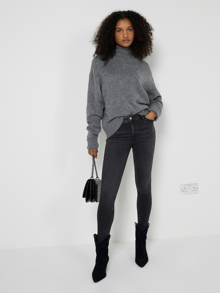 River Island Black Mid Rise Skinny Jeans - Image 1 of 4