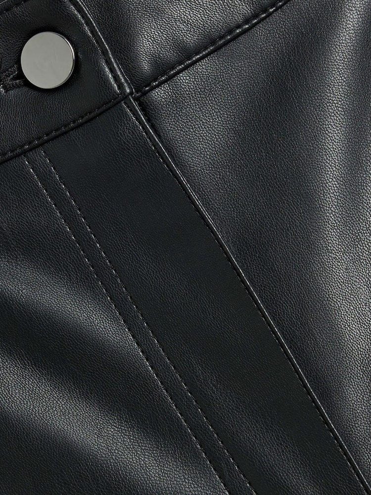 River Island Black Faux Leather Relaxed Straight Leg Trousers - Image 4 of 4