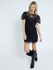 River Island Black Mini Lace Shift Dress - Image 1 of 4