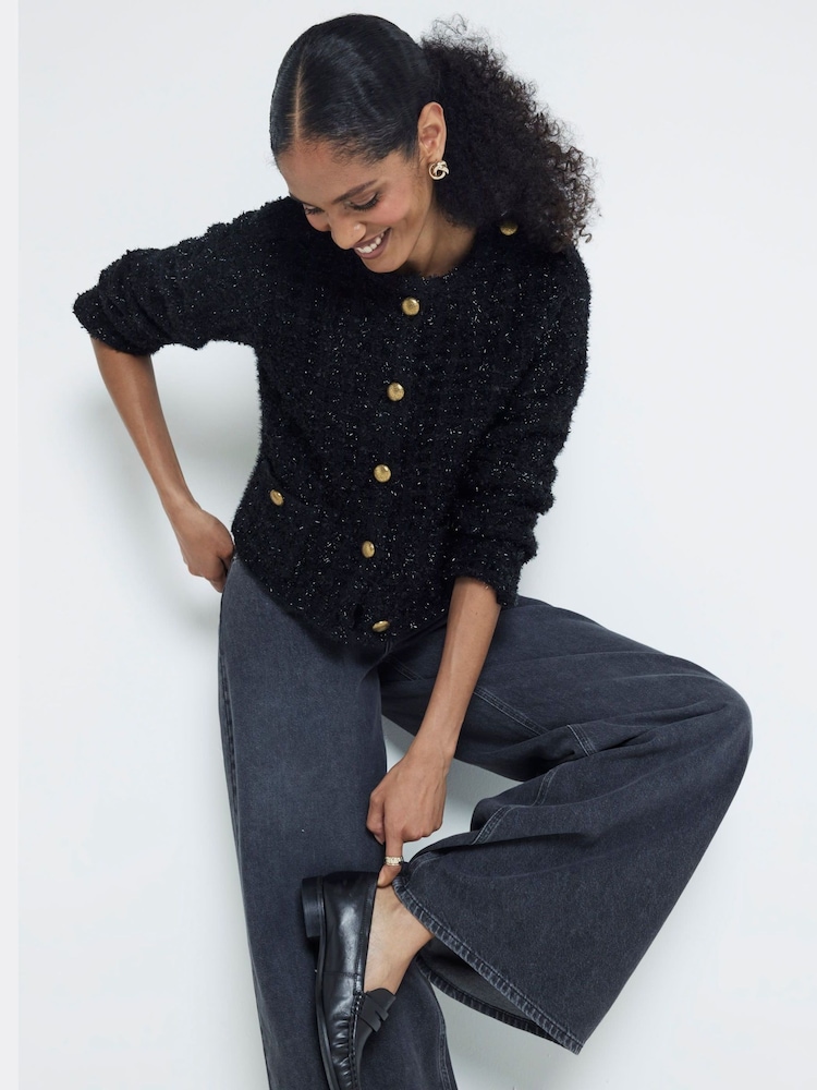 River Island Black Mid Rise Palazzo Denim 100% Cotton Jeans - Image 2 of 3