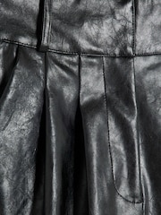 River Island Black Faux Fur Leather Creaked Wide Leg Trousers - Image 4 of 4