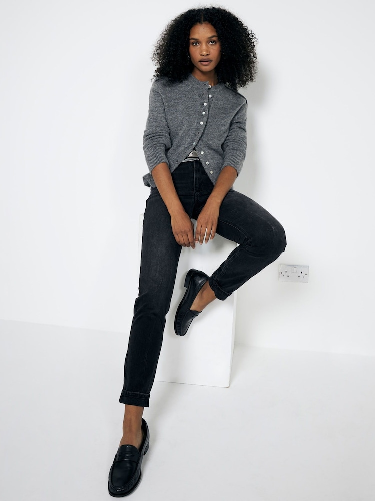 River Island Black Mom High Rise Bum Sculpt 100% Cotton Denim Jeans - Image 1 of 4