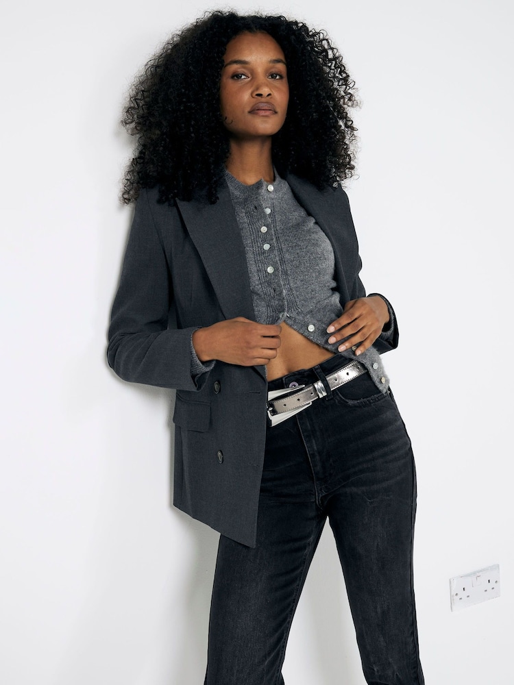 River Island Black Mom High Rise Bum Sculpt 100% Cotton Denim Jeans - Image 2 of 4