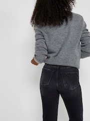 River Island Black Mom High Rise Bum Sculpt 100% Cotton Denim Jeans - Image 3 of 4