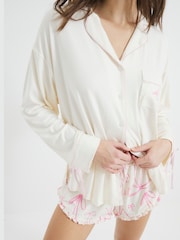 River Island Pink Bow Shirt and Shorts Pyjamas Set - Image 4 of 6