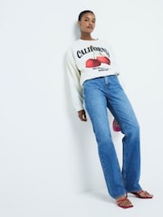 River Island Blue Slim High Rise Striaght Stretch 100% Cotton Jeans - Image 1 of 4