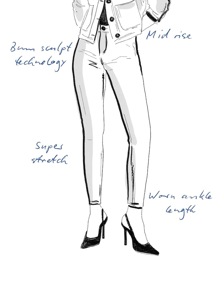River Island Blue Mid Rise Bum Sculpt Skinny Jeans - Image 5 of 5