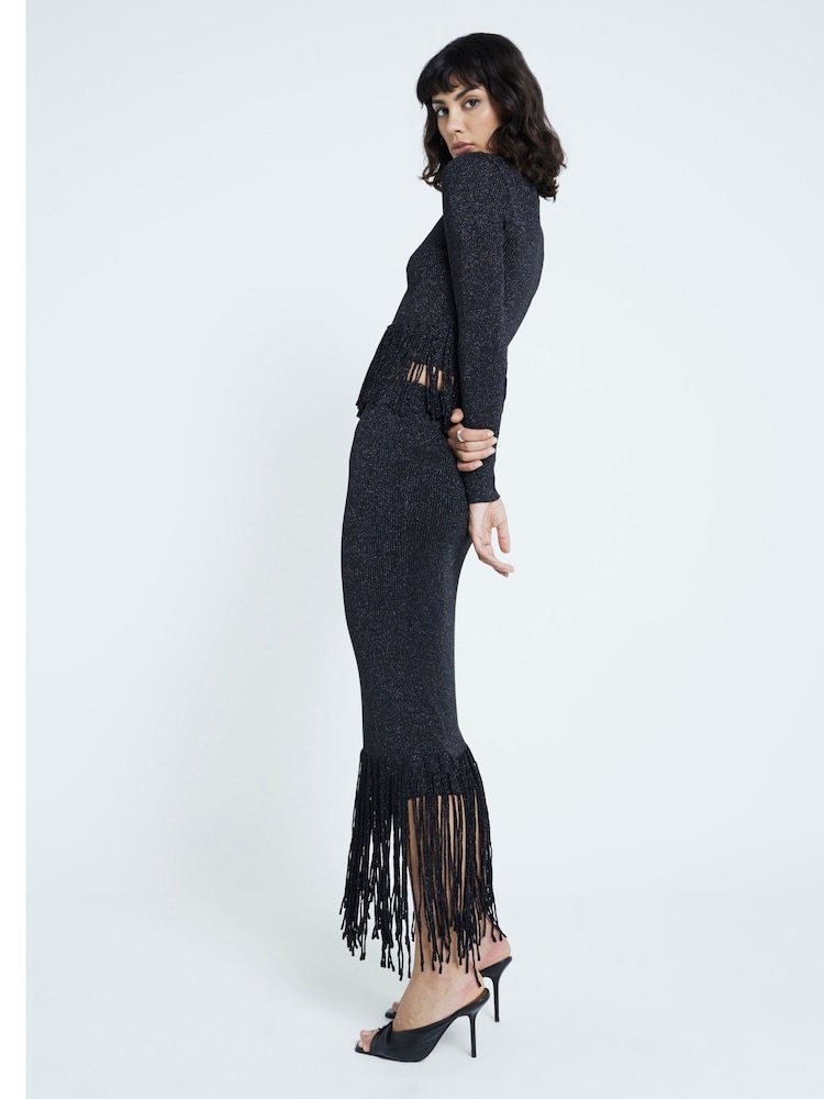 River Island Black Long Sleeve Fringe Jumper - Image 2 of 4