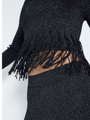 River Island Black Long Sleeve Fringe Jumper - Image 3 of 4