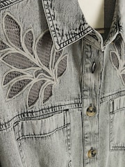 River Island Grey Long Sleeve Denim 100% Cotton Shirt Dress - Image 4 of 4