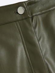 River Island Khaki Faux Leather Relaxed Straight Leg Trousers - Image 4 of 4