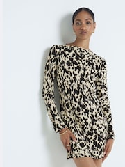 River Island Brown Leopard Print Mini Dress - Image 1 of 4