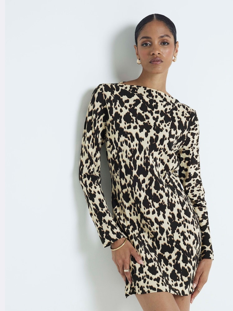 River Island Brown Leopard Print Mini Dress - Image 1 of 4 River Island Brown Leopard Print Mini Dress - Image 1 of 4