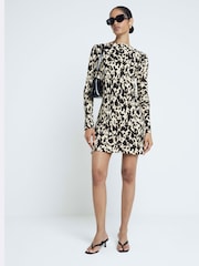 River Island Brown Leopard Print Mini Dress - Image 3 of 4