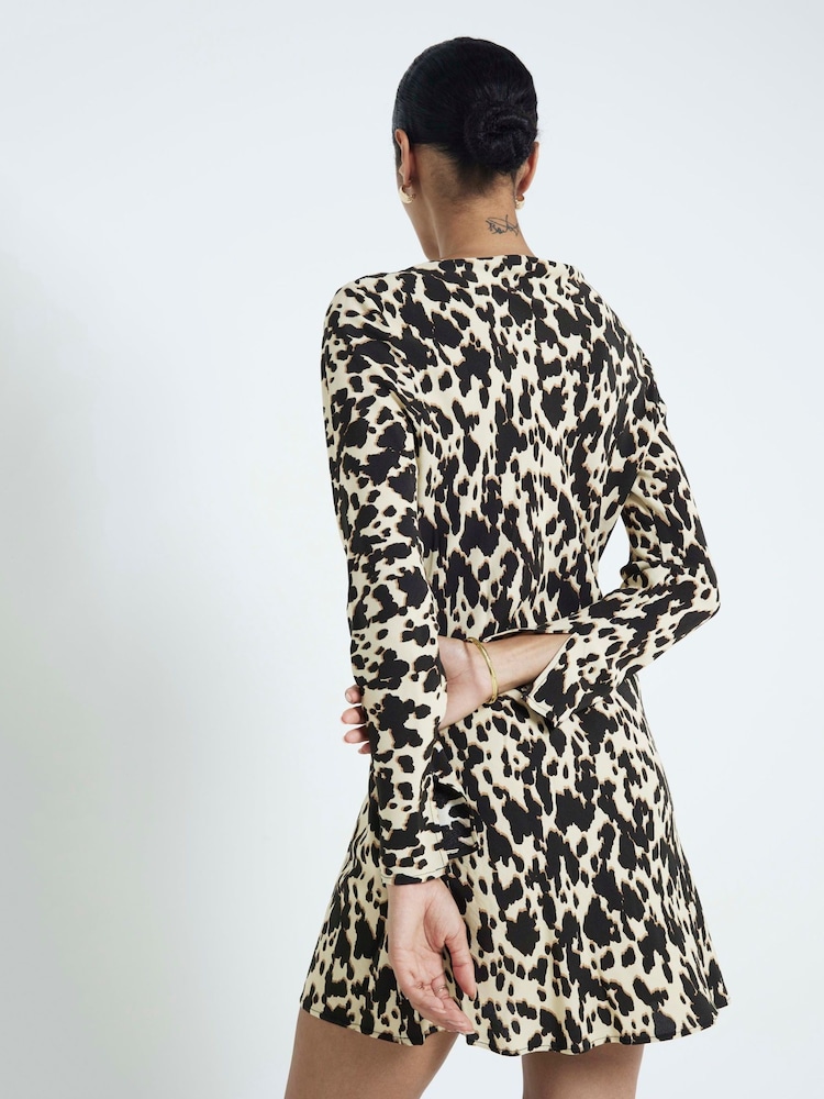 River Island Brown Leopard Print Mini Dress - Image 4 of 4 River Island Brown Leopard Print Mini Dress - Image 4 of 4