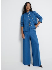 River Island Blue Petite Tie Back 100% Cotton Waistcoat - Image 2 of 4