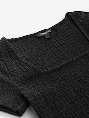 Black Textured Short Sleeve Square Neck T-Shirt - Image 6 of 7