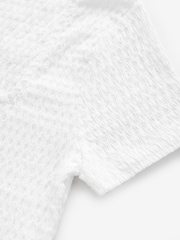 White Textured Short Sleeve Square Neck T-Shirt - Image 7 of 8
