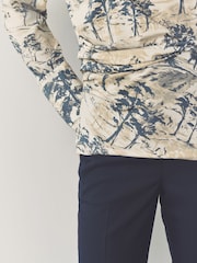 Blue/Ecru Long Sleeve Ruched Detail Blouse - Image 4 of 5