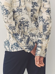 Blue/Ecru Long Sleeve Ruched Detail Blouse - Image 5 of 5