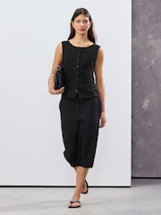Negro - Textured Button Through Waistcoat - Imagen 3 de 7