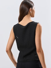 Negro - Textured Button Through Waistcoat - Imagen 4 de 7