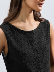 Negro - Textured Button Through Waistcoat - Imagen 5 de 7