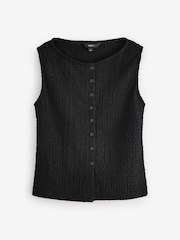 Negro - Textured Button Through Waistcoat - Imagen 6 de 7
