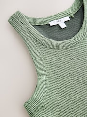 Sage Green Ribbed Racer Tank - Image 7 of 7