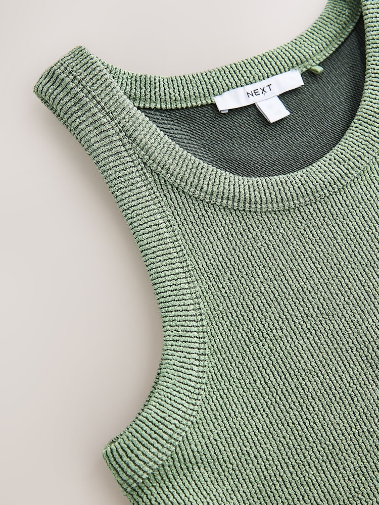 Sage Green Ribbed Racer Tank - Image 7 of 7