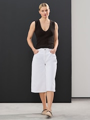 Chocolate Brown Sleeveless Textured V-Neck Tank Top - Image 3 of 4