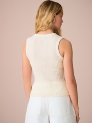 Ecru Sleeveless Textured V-Neck Tank Top - Image 2 of 7