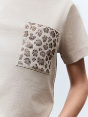 Stone 100% Cotton Embellished Pocket T-Shirt - Image 4 of 7
