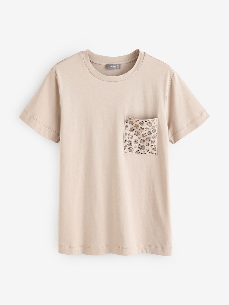 Stone 100% Cotton Embellished Pocket T-Shirt - Image 5 of 7