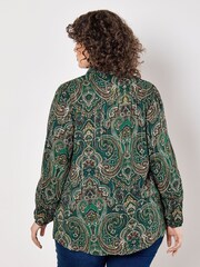 Apricot Green Ornate Metallic Thread Paisley Shirt - Image 5 of 5