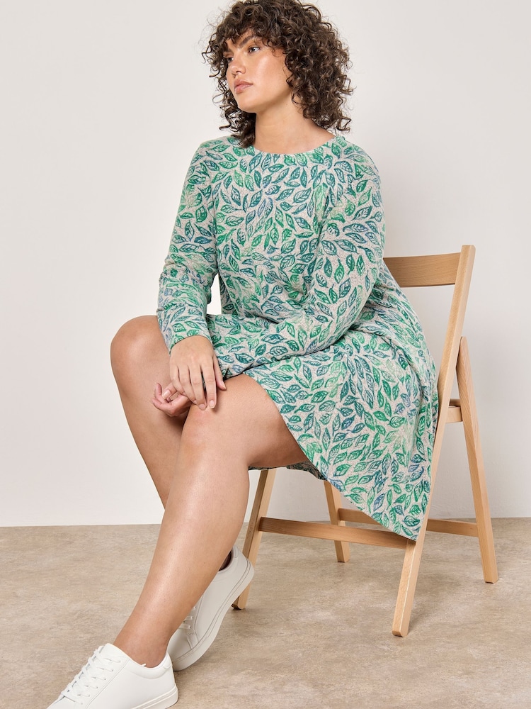 Apricot Grey Leaf Cosy Swing Dress - Image 1 of 4