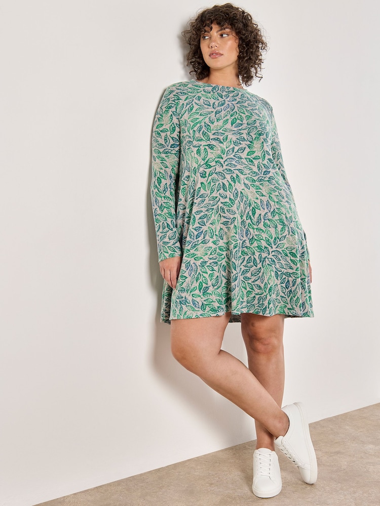 Apricot Grey Leaf Cosy Swing Dress - Image 2 of 4